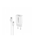 CARGADOR SMARTPHONE TABLET CON 2 USB X 5V 2.4A CON CABLE TIPO C 1,2M